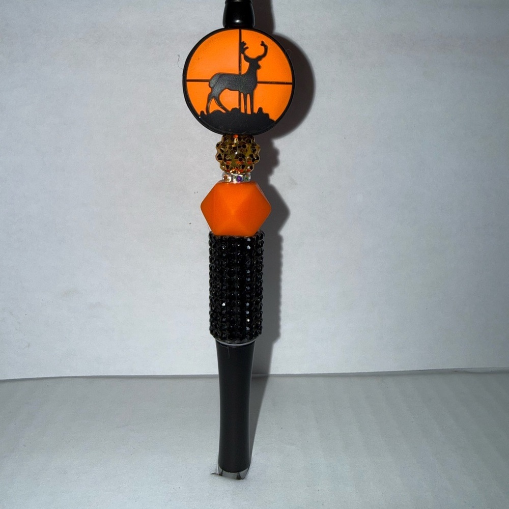Handmade Beaded Pen- Deer design with silicone & resin beads and rhinestone base